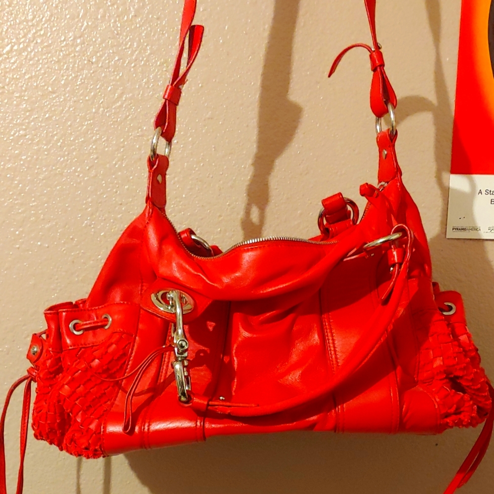 Red Leather Francesco Biasia Shoulder Bag